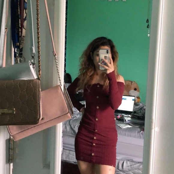 off the shoulder button down dress - Picture 5 of 5